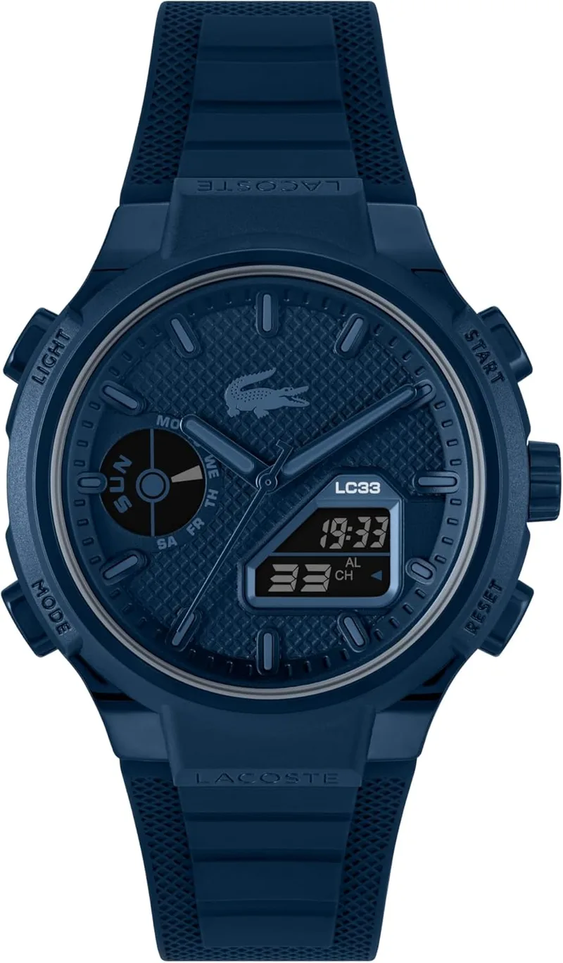 Lacoste ▫️ Relógio multifuncional de quartzo, analógico-digital, para homem, da coleção LC33, com bracelete em silicone - Disponível para homem e para mulher