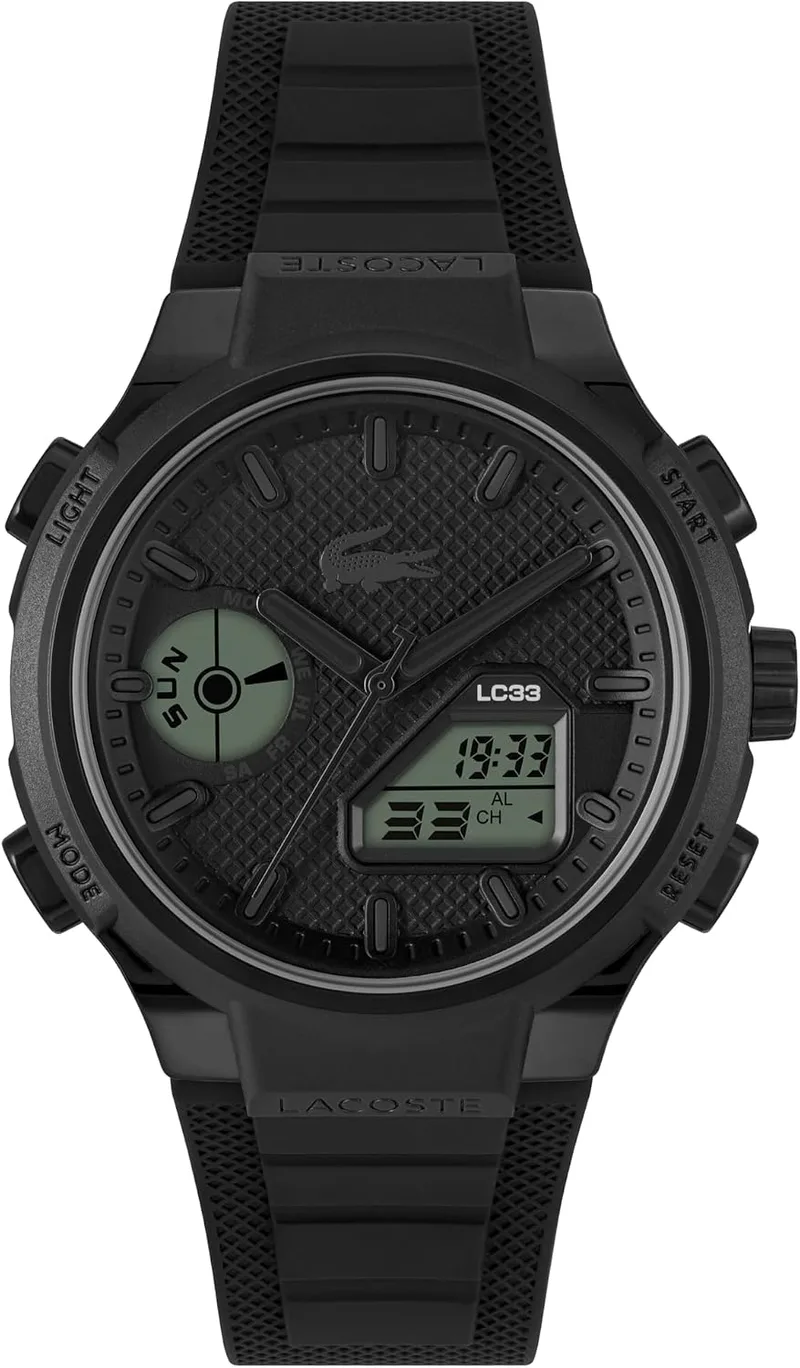 Lacoste ▫️ Relógio com cronógrafo analógico e digital para homem, da coleção LC33, com bracelete em silicone