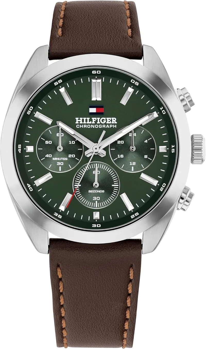 Tommy Hilfiger ▫️ Relógio cronógrafo de quartzo para homem, com bracelete em aço inoxidável ou couro