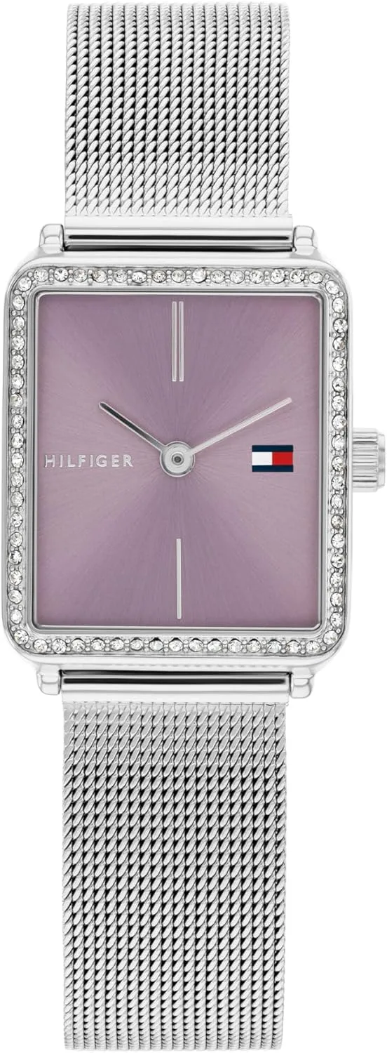 Tommy Hilfiger Relógio feminino de dois ponteiros com movimento de quartzo e bracelete em malha de aço inoxidável - Disponível em Ouro rosa, Prata ou Ouro