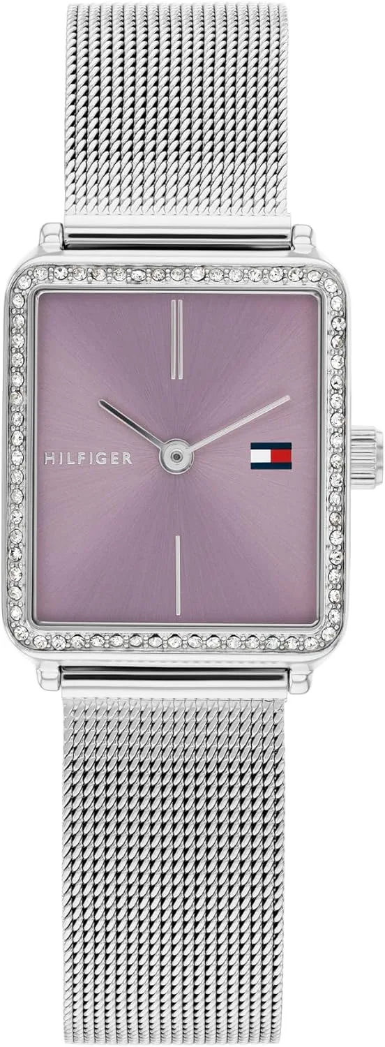 Tommy Hilfiger ▫️ Relógio com movimento de quartzo e dois ponteiros para mulher, com bracelete em malha de aço inoxidável – Disponível em ouro-rosa, prateado ou dourado