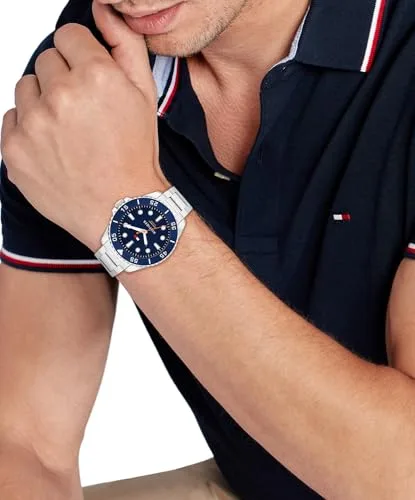 Tommy Hilfiger ▫️ Relógio com movimento de quartzo e três ponteiros para homem, com bracelete em aço inoxidável ou silicone 4