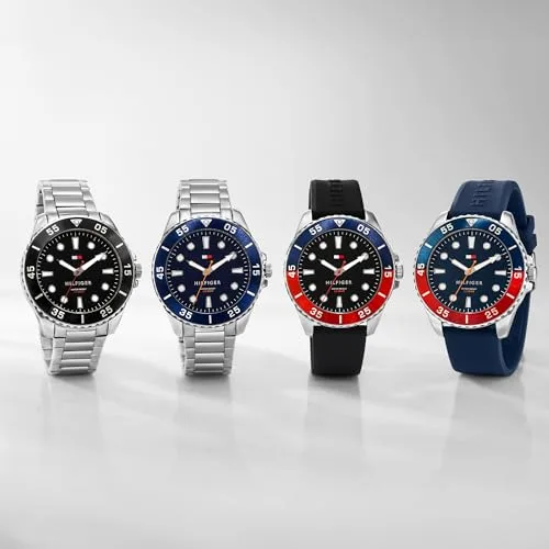 Tommy Hilfiger ▫️ Relógio com movimento de quartzo e três ponteiros para homem, com bracelete em aço inoxidável ou silicone 5