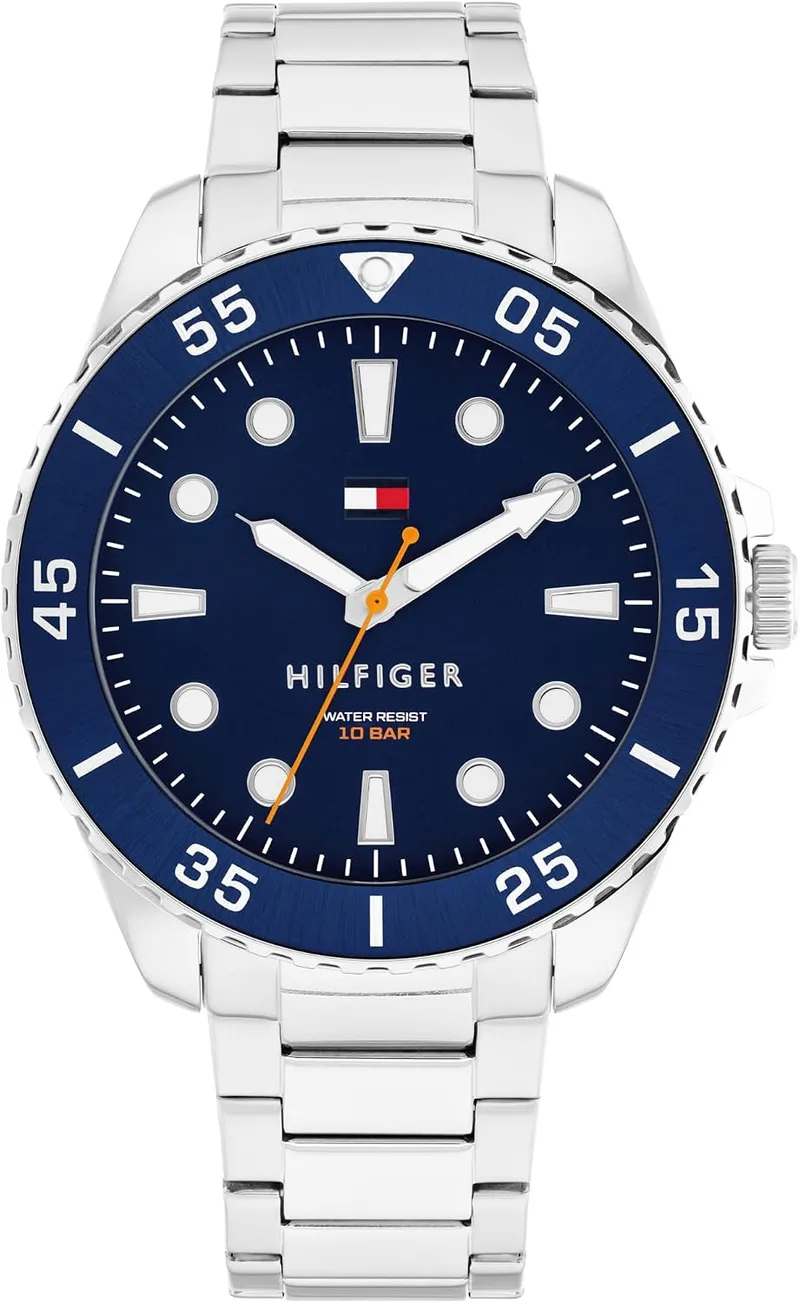 Tommy Hilfiger ▫️ Relógio com movimento de quartzo e três ponteiros para homem, com bracelete em aço inoxidável ou silicone