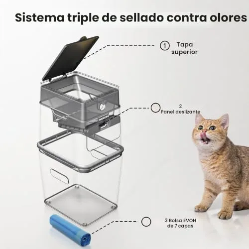 Neakasa ▫️ PooGuard Caixote do lixo anti-odor de 9,2 L para areia de gato, branco 3