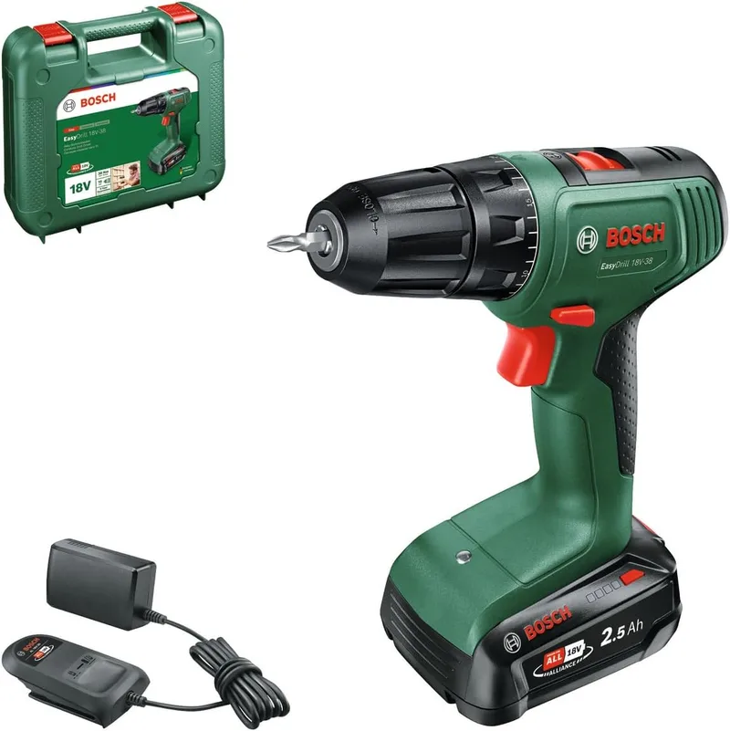 Bosch ▫️ Chave de parafusos a bateria EasyDrill 18V-38 (1 bateria de 2,5 Ah; sistema de 18 V; em mala de transporte)