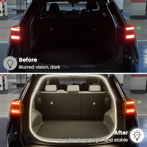 vsshe ▫️ Faixa LED dinâmica para a bagageira do carro, universal e com ativação automática por sensor de indução – Acessório de iluminação, luzes de ambiente em néon, para sedans, SUV e camiões (branco, 4 m) 5