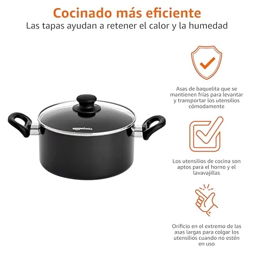 Amazon Basics ▫️ Conjunto de 5 utensílios de cozinha em cerâmica antiaderente para fogões de indução 3