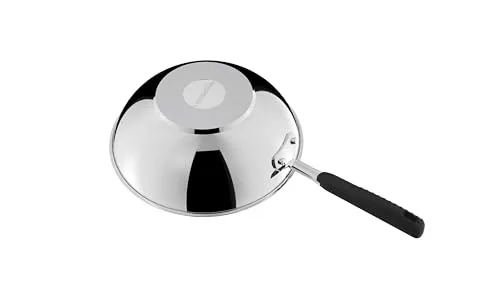 Amazon Basics ▫️ Conjunto de 3 peças em aço inoxidável antiaderente com revestimento cerâmico, frigideiras de 24 cm e 28 cm, e wok de 28 cm 3