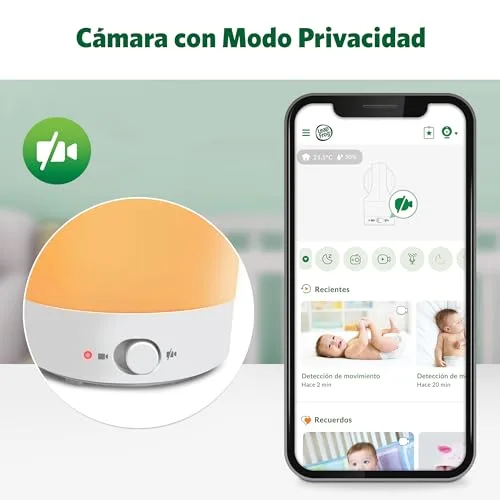 LeapFrog ▫️ Monitor de bebés inteligente LF1911 com Wi-Fi e vídeo em FHD 1080p, aplicação gratuita com deteção de movimento e ruído, visão noturna a cores, modo de privacidade e controlo remoto de rotação, inclinação e zoom 2
