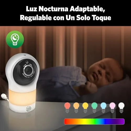 LeapFrog ▫️ Monitor de bebés inteligente LF1911 com Wi-Fi e vídeo em FHD 1080p, aplicação gratuita com deteção de movimento e ruído, visão noturna a cores, modo de privacidade e controlo remoto de rotação, inclinação e zoom 6