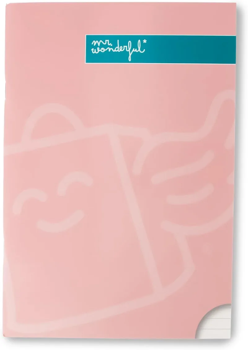 Mr. Wonderful ▫️ Caderno A5 Rosa - Folhas pautadas - 48 páginas - Encadernação com agrafos