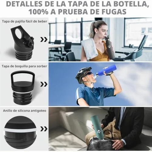 HoneyHolly ▫️ Garrafa térmica de 750 ml, sem BPA, cantil, aço inoxidável 18/8, garrafa de aço inoxidável, à prova de fugas e reutilizável, garrafa térmica para acampamento, ginásio, escola e desporto 3