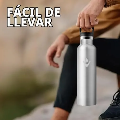 HoneyHolly ▫️ Garrafa térmica de 750 ml, sem BPA, cantil, aço inoxidável 18/8, garrafa de aço inoxidável, à prova de fugas e reutilizável, garrafa térmica para acampamento, ginásio, escola e desporto 5