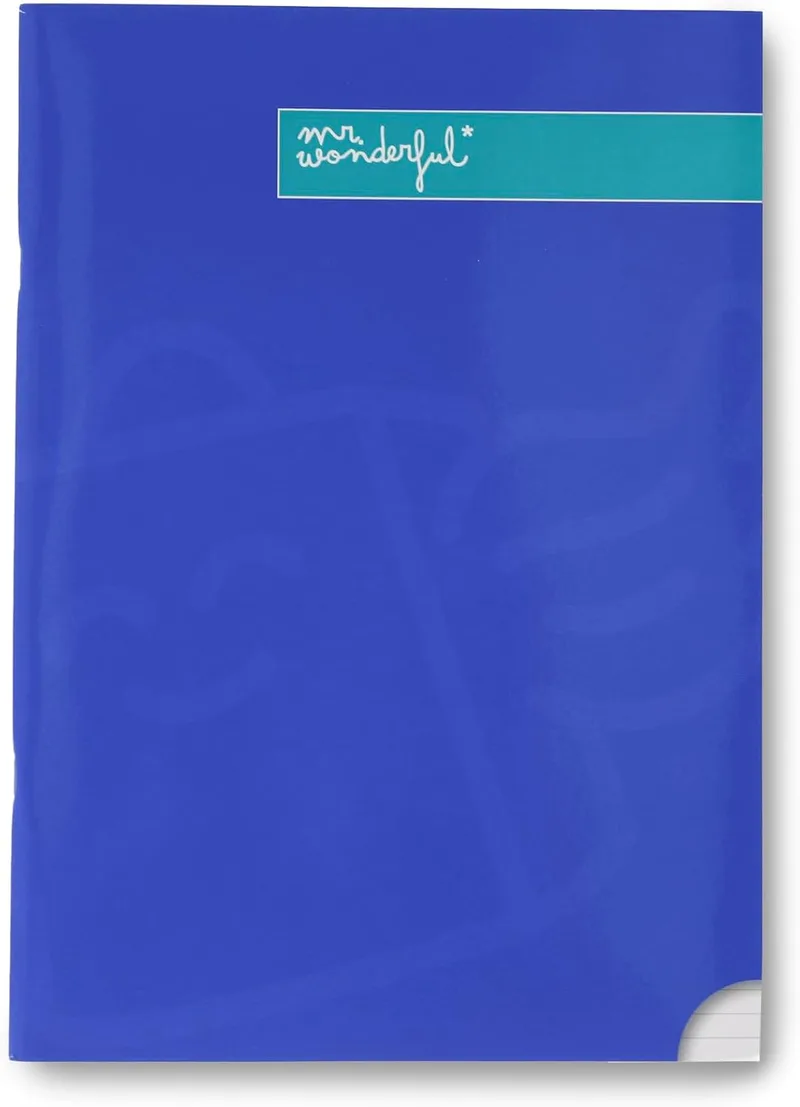 Mr. Wonderful ▫️ Caderno A4 azul - Folhas pautadas - 48 páginas - Encadernação com agrafos