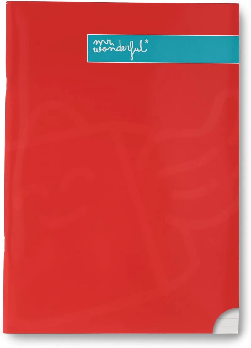 Mr. Wonderful ▫️ Caderno A4 Vermelho - Folhas pautadas - 48 páginas - Encadernação com agrafos