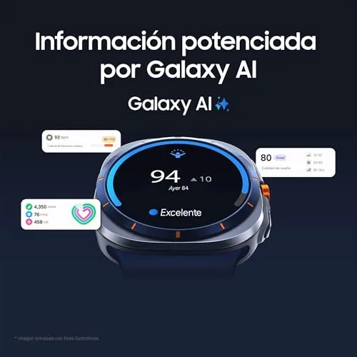 Samsung ▫️ Galaxy Watch Ultra 2025 47 mm - Smartwatch LTE com IA, titânio, botão personalizável, monitorização da saúde, garantia do fabricante de 3 anos + 1 ano extra, titânio prateado (versão espanhola) 4