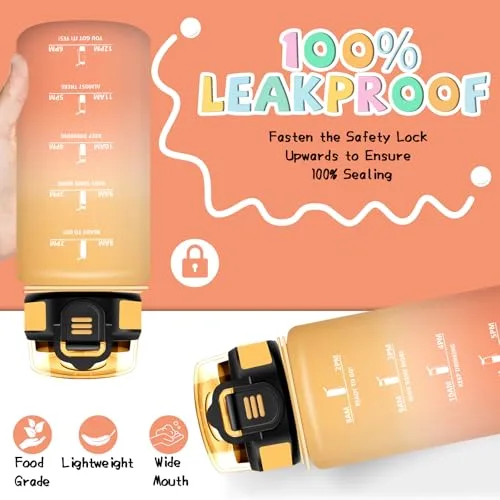 Grsta ▫️ Garrafa de água, 500 ml, garrafa infantil, à prova de fugas, garrafa de água para crianças na escola, com slogan motivador, fácil de limpar, garrafa com palhinha, para a escola, cantina, acampamento, corrida 5
