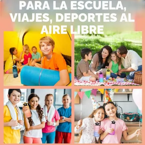 Grsta ▫️ Garrafa de água, 500 ml, garrafa infantil, à prova de fugas, garrafa de água para crianças na escola, com slogan motivador, fácil de limpar, garrafa com palhinha, para a escola, cantina, acampamento, corrida 7
