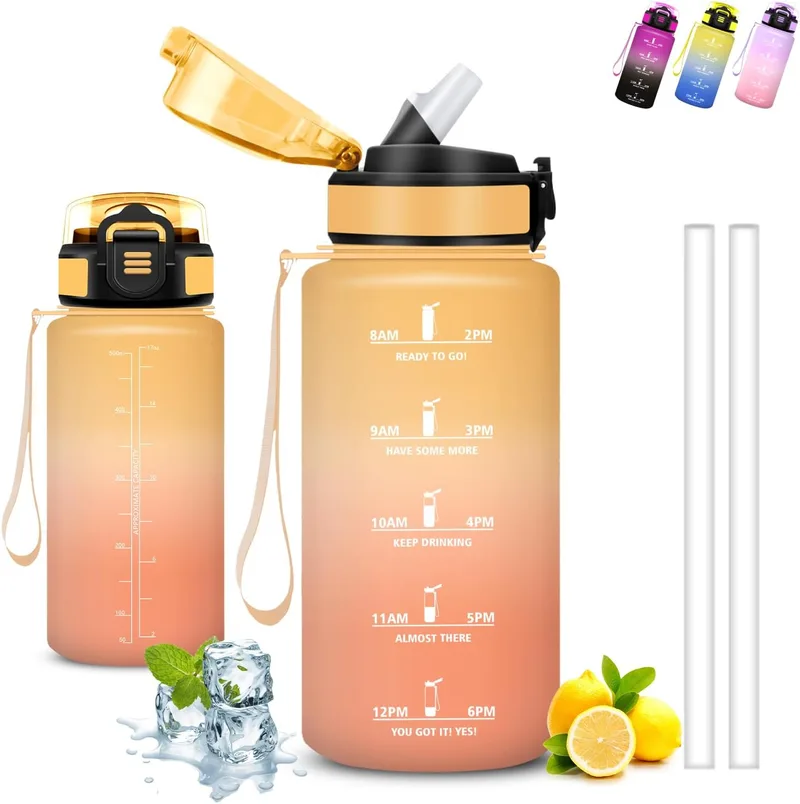 Grsta ▫️ Garrafa de água, 500 ml, garrafa infantil, à prova de fugas, garrafa de água para crianças na escola, com slogan motivador, fácil de limpar, garrafa com palhinha, para a escola, cantina, acampamento, corrida