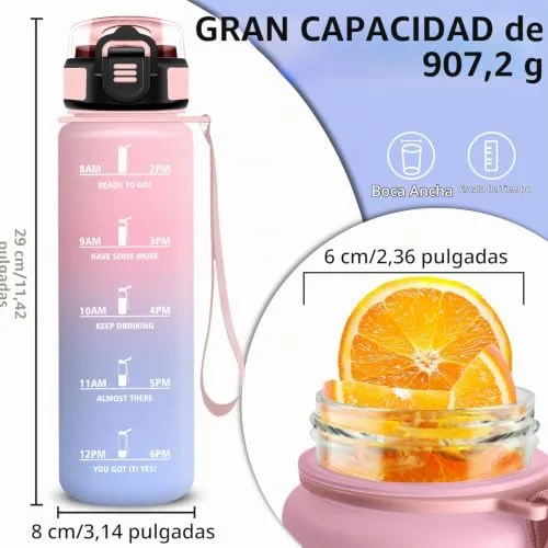 Grsta ▫️ Garrafa de Água para o Ginásio, Garrafa de 1 litro, À prova de fugas, Garrafa com palhinha, Reutilizável, Garrafa de Água com tampa de segurança, Garrafa para fitness, caminhadas, acampamentos, ciclismo e ioga 4