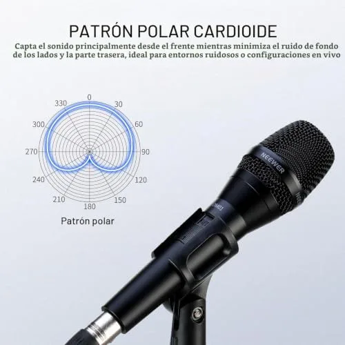 NEEWER ▫️ DM01 Microfone dinâmico cardioide com cabo XLR para canto, podcasts, jogos de PC, jogos, estúdio, voz e atuações ao vivo, impedância de 600 Ω ± 30%, gama de frequências de 100 Hz a 10 kHz 3