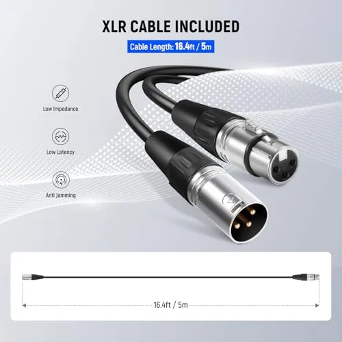 NEEWER ▫️ DM01 Microfone dinâmico cardioide com cabo XLR para canto, podcasts, jogos de PC, jogos, estúdio, voz e atuações ao vivo, impedância de 600 Ω ± 30%, gama de frequências de 100 Hz a 10 kHz 6