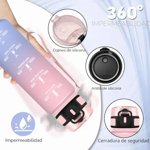 Grsta ▫️ Garrafa de água, 500 ml. Garrafa de água para crianças, garrafa infantil reutilizável com filtro, fácil de limpar, garrafa com marcação de tempo, para adultos, escritório, campismo, desporto, ginásio, corrida 2