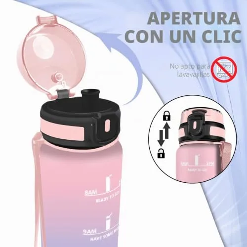 Grsta ▫️ Garrafa de água, 500 ml. Garrafa de água para crianças, garrafa infantil reutilizável com filtro, fácil de limpar, garrafa com marcação de tempo, para adultos, escritório, campismo, desporto, ginásio, corrida 3