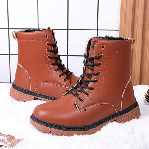 Topwolve ▫️ Botas para mulher impermeáveis, botins de cano curto para o inverno, com forro quente, botas de neve 3