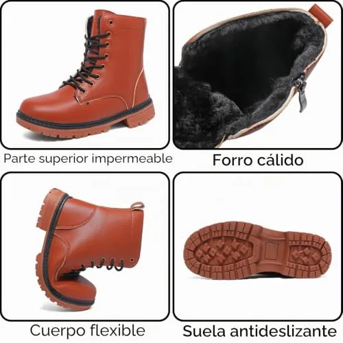 Topwolve ▫️ Botas para mulher impermeáveis, botins de cano curto para o inverno, com forro quente, botas de neve 5