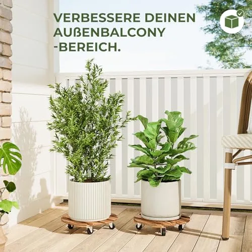 Bamworld ▫️ 2 Suportes para plantas com rodas de 30 cm, suporte móvel para plantas com rodas giratórias e bloqueáveis para uso interior e exterior, plataforma resistente para plantas 6