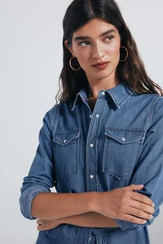 SPRINGFIELD ▫️ Vestido Curto em Ganga para Mulher 2