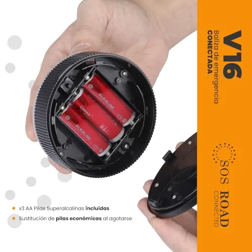 SOS ROAD ▫️ Baliza de Emergência V16 com Geolocalização e Ligação DGT 3.0 – Utilização obrigatória a partir de janeiro de 2026, sinal LED homologado para automóveis, alcance de 1 km, resistente à água, dados incluídos até 2038 4