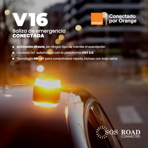 SOS ROAD ▫️ Baliza de Emergência V16 com Geolocalização e Ligação DGT 3.0 – Utilização obrigatória a partir de janeiro de 2026, sinal LED homologado para automóveis, alcance de 1 km, resistente à água, dados incluídos até 2038 6