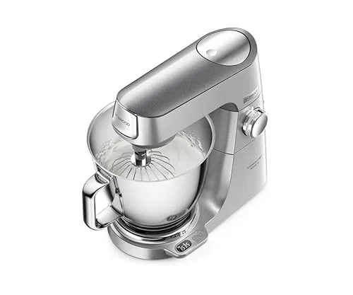kenwood ▫️ Titanium Chef Baker XL KVL85.224SI, Robô de Cozinha, Balança Integrada, Taças de Aço Inoxidável de 5 L e 7 L, Pá K, Gancho para Amassar, Varas, Copo de Vidro, Picador de Carne, 1200 W, Prateado 2