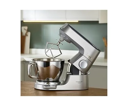 kenwood ▫️ Titanium Chef Baker XL KVL85.224SI, Robô de Cozinha, Balança Integrada, Taças de Aço Inoxidável de 5 L e 7 L, Pá K, Gancho para Amassar, Varas, Copo de Vidro, Picador de Carne, 1200 W, Prateado 5