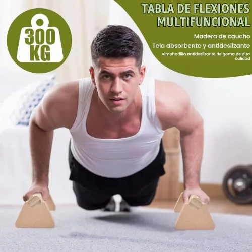 Daelesr ▫️ 2 unidades de barras paralelas de calistenia de 25 cm, barra de calistenia em madeira com tapete antiderrapante, pega mais grossa, capacidade de carga até 300 kg, barra de ginástica para casa, suporte para flexões no chão 4