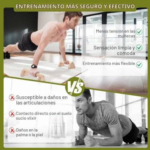 Daelesr ▫️ 2 unidades de barras paralelas de calistenia de 25 cm, barra de calistenia em madeira com tapete antiderrapante, pega mais grossa, capacidade de carga até 300 kg, barra de ginástica para casa, suporte para flexões no chão 6