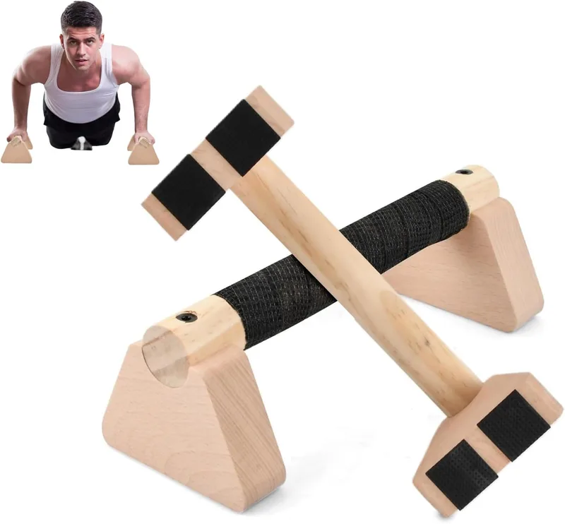 Daelesr ▫️ 2 unidades de barras paralelas de calistenia de 25 cm, barra de calistenia em madeira com tapete antiderrapante, pega mais grossa, capacidade de carga até 300 kg, barra de ginástica para casa, suporte para flexões no chão