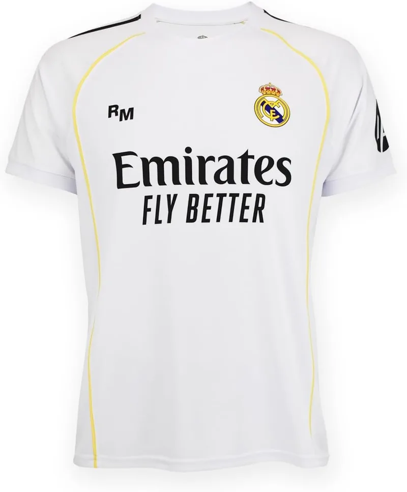 Real Madrid ▫️ Camisa (jogo em casa) n.º 25, 2/26, para adultos - Tamanhos S a XXL - Época 2025/2026 - Camisa de futebol para homem - Produto oficial para fãs