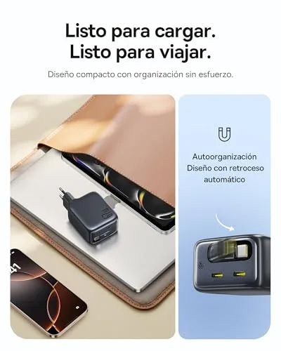 Baseus ▫️ Carregador USB-C Enercore de 67 W com cabo retrátil, Charger GAN com 2 portas USB-C, Carregador rápido compacto compatível com MacBook Pro, DELL, HP, iPad, iPhone 16/15/14/13/12 Pro, Galaxy S25 5