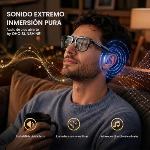 OhO sunshine ▫️ Óculos OhO sunshsine AI, óculos de sol com áudio Bluetooth e 10 horas de autonomia, tradução via ChatGPT, resistentes à água e com design de orelhas abertas 3