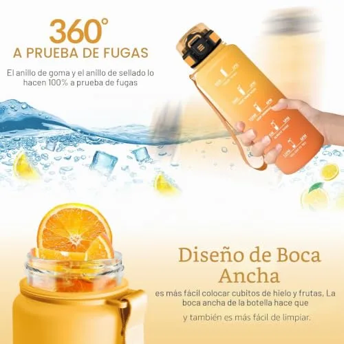 HoneyHolly ▫️ Garrafa de Água 1,5 L, Garrafa de Ginásio com Palhinha, Garrafa de Água, com Marcador de Tempo, Garrafa de Água Desportiva, À Prova de Fugas, Garrafa para a Escola, Caminhadas, Fitness 4