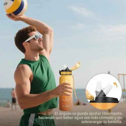 HoneyHolly ▫️ Garrafa de Água 1,5 L, Garrafa de Ginásio com Palhinha, Garrafa de Água, com Marcador de Tempo, Garrafa de Água Desportiva, À Prova de Fugas, Garrafa para a Escola, Caminhadas, Fitness 6