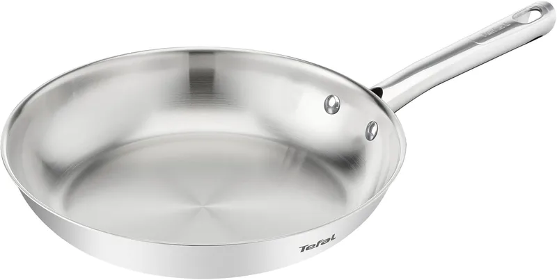 Tefal ▫️ Duetto On - frigideira de 28 cm, Aço inoxidável, Cozedura rápida e uniforme, Adequada para indução, Pega ergonómica, Garantia de 10 anos, Resultados estaladiços