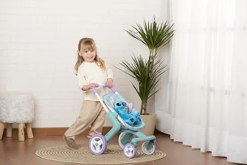 Smoby ▫️ Carrinho de Bebé Stitch com Peluche de 25 cm, Assento em Tecido, Estrutura Metálica, Guiador Ergonómico, Rodas Dianteiras Multidirecionais, A partir dos 18 meses, Fabricado em Espanha (7600251225) 3