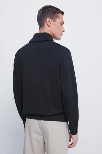 SPRINGFIELD ▫️ Gg7 Camisola com gola tipo smoking em malha e etiqueta em PU - Camisola com gola tipo smoking para homem 2