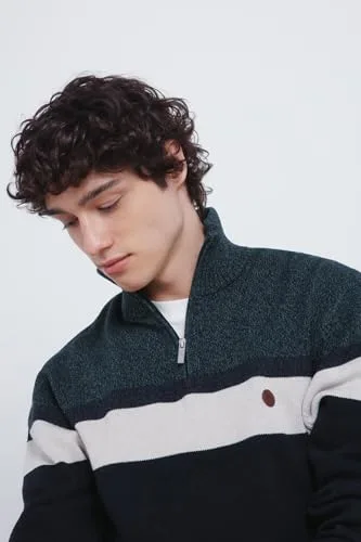 SPRINGFIELD ▫️ Gg7 Camisola com blocos de cor e etiqueta em PU - Camisola básica para homem 2