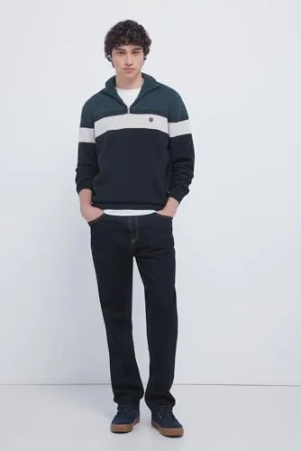 SPRINGFIELD ▫️ Gg7 Camisola com blocos de cor e etiqueta em PU - Camisola básica para homem 3